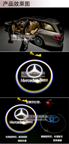 【奔馳迎賓燈S級 M E A B GLK投射燈 投影燈鐳射門燈改裝 無損安裝】價格,廠家,圖片,其他車燈,饒平縣永納汽車用品商行-